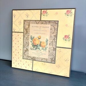 Floral Vintage Wall Art Decor Plaque Yellow History of France Cottagecore Canada